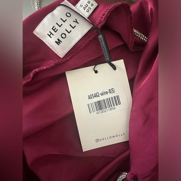 Hello Molly - Rhinestone Backless Mini Dress (S, Wine Red) - Picture 7 of 7